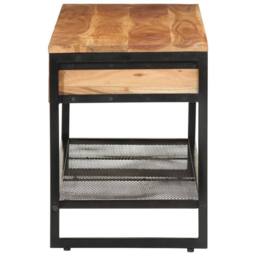 Berkfield Home Shoe Bench 110x35x45 cm Solid Wood Acacia & Iron in Brown - Size: 110 x 35 x 45 cm - thumbnail 1