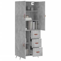 Berkfield Home Highboard Concrete Grey 69.5x34x180 cm Engineered Wood - thumbnail 3