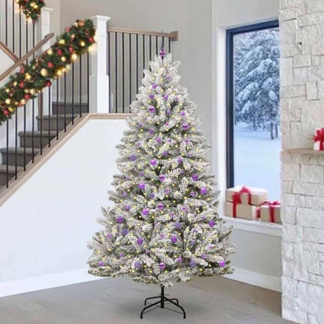 Berkfield Home Artificial Christmas Tree Green & White 240 cm PVC & Metal - image 1