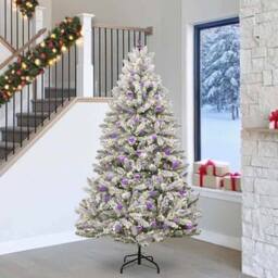 Berkfield Home Artificial Christmas Tree Green & White 240 cm PVC & Metal - thumbnail 1