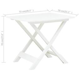 Berkfield Home Folding Garden Table White 79x72x70 cm Plastic - Size: 79 x 72 x 70 cm - thumbnail 6
