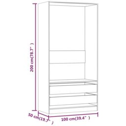 Berkfield Home Wardrobe Smoked Oak 100x50x200 cm Engineered Wood in Brown - Size: 100 x 50 x 200 cm - thumbnail 6