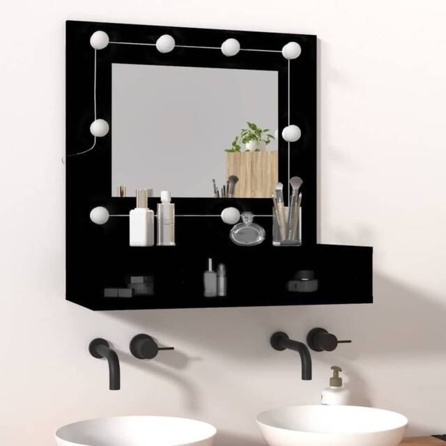 Berkfield Home Mirror Cabinet with LED Black 60x31.5x62 cm - image 1
