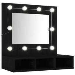 Berkfield Home Mirror Cabinet with LED Black 60x31.5x62 cm - thumbnail 3