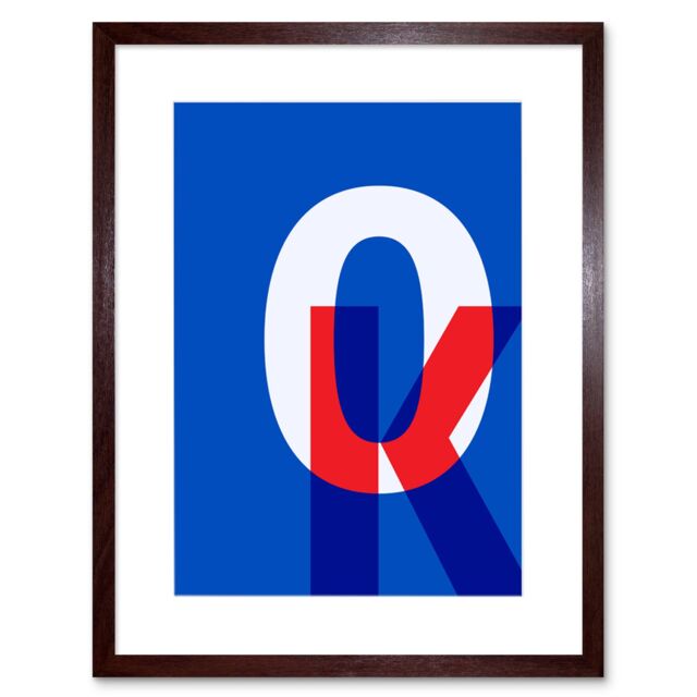 "Artery8 Wall Art Print OK Typography Framed in Brown - Size: W7"" x H9""" - image 1