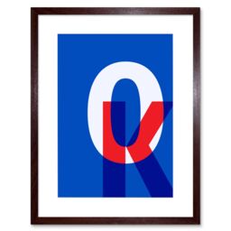 "Artery8 Wall Art Print OK Typography Framed in Brown - Size: W7"" x H9""" - thumbnail 1