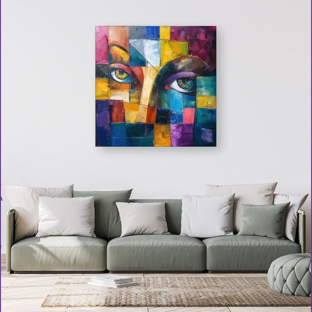 Warren Reed - Designer Fragmented Vision: Eyes Of The Soul Canvas - Size: w40 inch x h40 inch - image 1