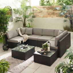 FurnitureboxUK Orlando Rattan Garden Coffee Table with Central Ice Bucket in Brown - thumbnail 4