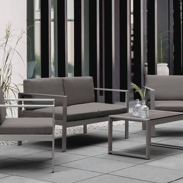 Wyld and Coco Outdoor Coffee Table 90 x 50 cm Dark Grey Aluminium - image 1