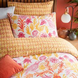 Furn Alentejo Floral Bird Duvet Cover Set in Orange - Size: Super King - thumbnail 2