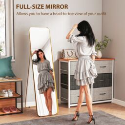 HOMCOM Rectangular Full Length Mirror for Bedroom, 40 x 160 cm, Gold Tone - Size: 40 x 160 cm - thumbnail 4