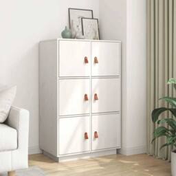 Berkfield Home Highboard White 67x40x108.5 cm Solid Wood Pine - thumbnail 1