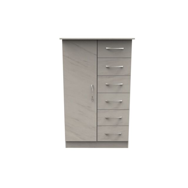 Ready Assembled 2 U Hampshire 1 Door 5 Drawer Childrens Wardrobe (Ready Assembled) in White - image 1