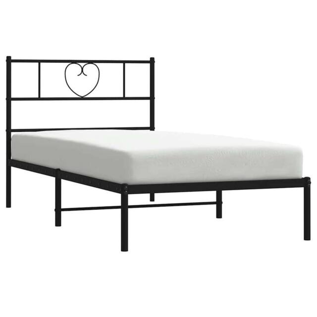 Berkfield Home Metal Bed Frame with Headboard Black 100x200 cm - image 1