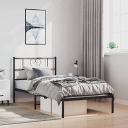 Berkfield Home Metal Bed Frame with Headboard Black 100x200 cm - thumbnail 2