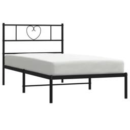 Berkfield Home Metal Bed Frame with Headboard Black 100x200 cm - thumbnail 1