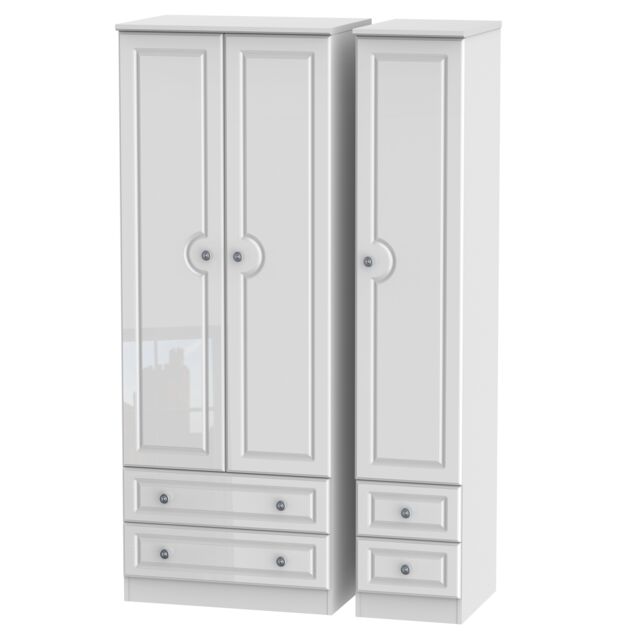 Ready Assembled 2 U Stirling Tall Triple 2 Drawer + Drawer Wardrobe (Ready Assembled) in White