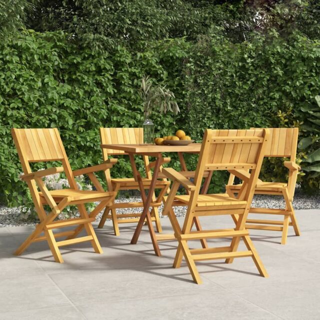 Berkfield Home Folding Garden Chairs 4 pcs 55x61x90 cm Solid Wood Teak in Brown - Size: 55 x 61 x 90 cm - image 1