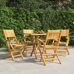 Berkfield Home Folding Garden Chairs 4 pcs 55x61x90 cm Solid Wood Teak in Brown - Size: 55 x 61 x 90 cm