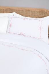 Rapport Home Embroidered Bows Poly-cotton Duvet Cover Set with Pillowcase - Size: Super King - thumbnail 2
