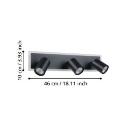 Eglo Rimbocchi 1 Black Steel Modern 3 Light Spotlight - thumbnail 4