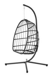 H&O Direct Freestanding Hanging Chair with Stand & Cushion in Black - thumbnail 5