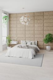 Aspire EasyMount Wall Mounted Upholstered Panels, Modular DIY Headboard in Kimiyo Linen Fabric (Pack of 8) in Beige - thumbnail 2