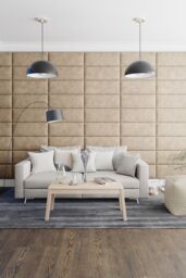 Aspire EasyMount Wall Mounted Upholstered Panels, Modular DIY Headboard in Kimiyo Linen Fabric (Pack of 8) in Beige - thumbnail 4