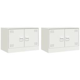 Berkfield Home TV Cabinets 2 pcs White 67x39x44 cm Steel - Size: 67 x 39 x 44 cm - thumbnail 3