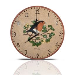 mysmartbuy Robin Bird Design Indoor or Outdoor Clock - Battery Powered Weather Resistant Wall Fence Clock for Home or Garden - 30cm Diameter