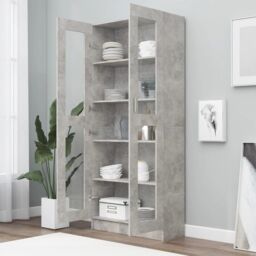 Berkfield Home Vitrine Cabinet Concrete Grey 82.5x30.5x185.5 cm Engineered Wood - thumbnail 3