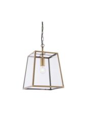 Netlighting Hurst Single Pendant Light Matt Antique Brass Plate Clear Glass in Gold - thumbnail 1
