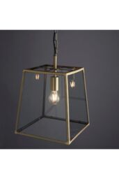 Netlighting Hurst Single Pendant Light Matt Antique Brass Plate Clear Glass in Gold - thumbnail 3