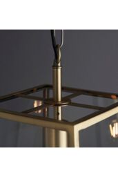 Netlighting Hurst Single Pendant Light Matt Antique Brass Plate Clear Glass in Gold - thumbnail 5