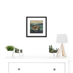 Artery8 Homer The Gulf Stream Painting 8X8 Inch Square Wooden Framed Wall Art Print Picture with Mount in Black - thumbnail 2