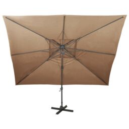 Berkfield Home Cantilever Garden Parasol with Double Top Taupe 400x300 cm - thumbnail 3
