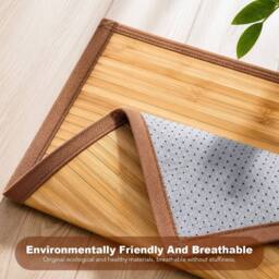 KORVIXA Natural Bamboo Floor Mat with Dark Border in Brown - Size: 100 cm diameter - thumbnail 5