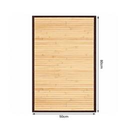 KORVIXA Natural Bamboo Floor Mat with Dark Border in Brown - Size: 100 cm diameter - thumbnail 2