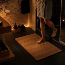 KORVIXA Natural Bamboo Floor Mat with Dark Border in Brown - Size: 100 cm diameter - thumbnail 4