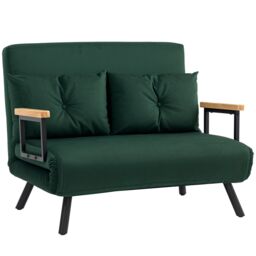 HOMCOM Click Clack 2 Seater Sofa Bed for Living Room, Guest Room in Green - thumbnail 2