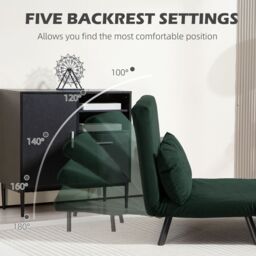 HOMCOM Click Clack 2 Seater Sofa Bed for Living Room, Guest Room in Green - thumbnail 5
