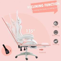 STILVORA Pink Chair with Reclining Back, Footrest & Bunny Ears - thumbnail 7