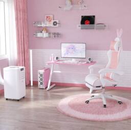 STILVORA Pink Chair with Reclining Back, Footrest & Bunny Ears - thumbnail 2
