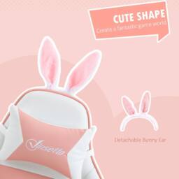 STILVORA Pink Chair with Reclining Back, Footrest & Bunny Ears - thumbnail 5