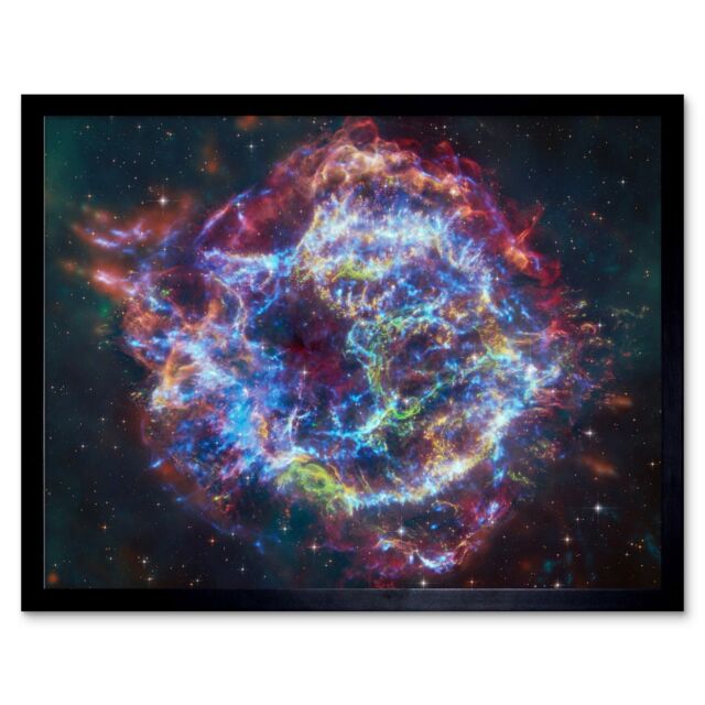 "Artery8 NASA James Webb Telescope Cassiopeia A (Cas A) Framed Wall Art 12x16 in Black - Size: W12"" x H16""" - image 1