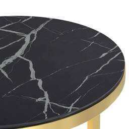 Berkfield Home Side Table Gold & Black Marble 45 cm Tempered Glass - thumbnail 6