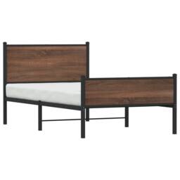 Berkfield Home Metal Bed Frame without Mattress Brown Oak 107x203 cm - thumbnail 4