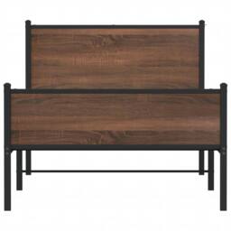 Berkfield Home Metal Bed Frame without Mattress Brown Oak 107x203 cm - thumbnail 5