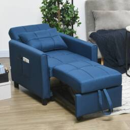 Wyld Haus Haso Linen Look Dark Blue Single Sleeper Chair - thumbnail 3
