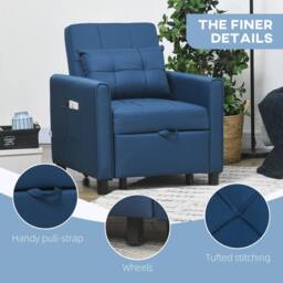 Wyld Haus Haso Linen Look Dark Blue Single Sleeper Chair - thumbnail 8